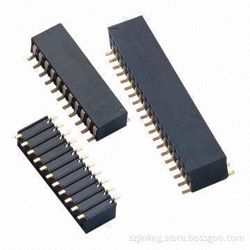 Dual-row Side Entry 2.54mm Pitch Female Headers, SMT Type, 1,000V AC Voltage